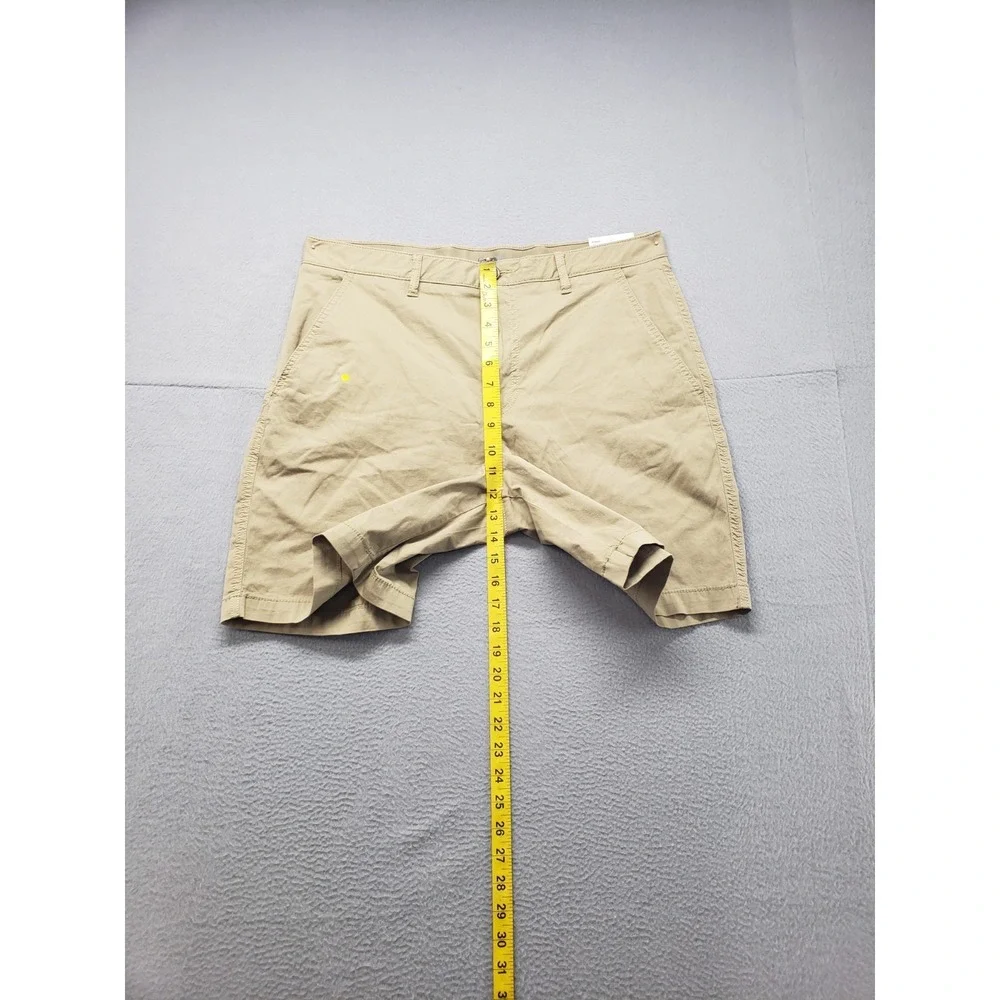 Croft & Barrow Men Short 34 Beige Chino Flat Front Stretch Slash Pockets Classic